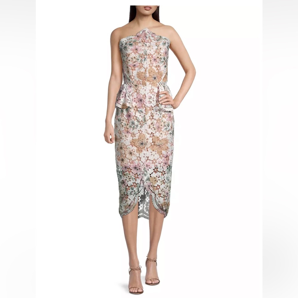 Elliatt Times Peplum Lace Midi-Dress Size S